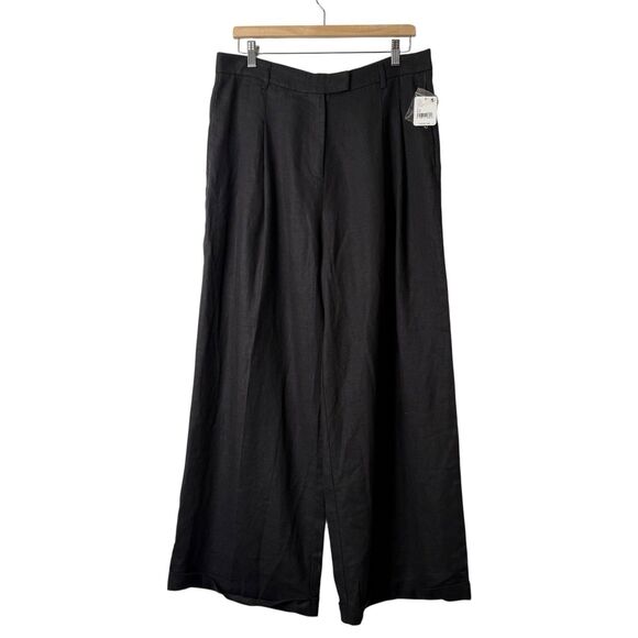 Free People LYLA 100% Linen Trousers 12 Wide Leg Pleated Pintuck Capsule NWT - Picture 14 of 15